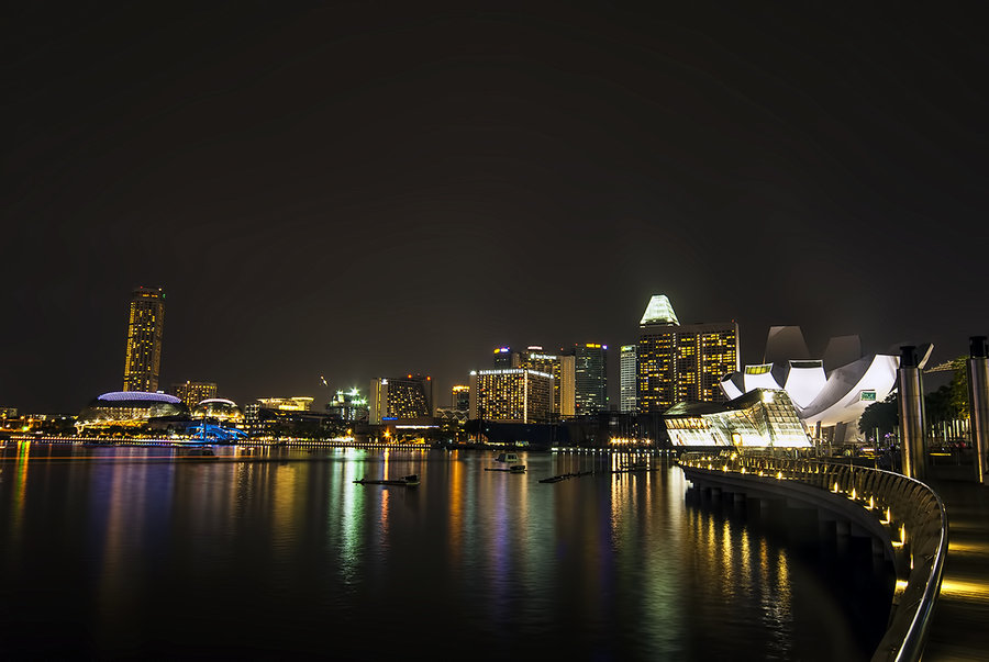 【俯瞰新加坡金沙空中花园夜色摄影图片】风光