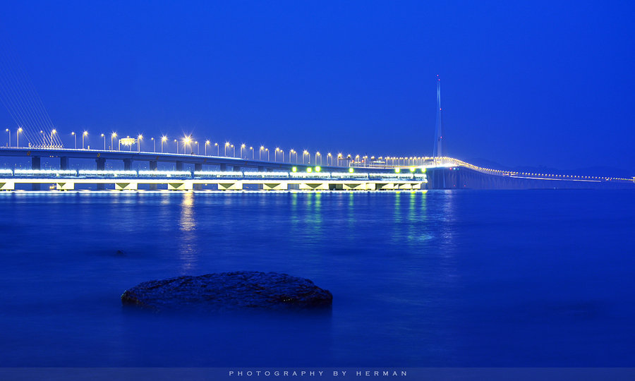 【深圳湾大桥观光栈道夜景摄影图片】风光旅游