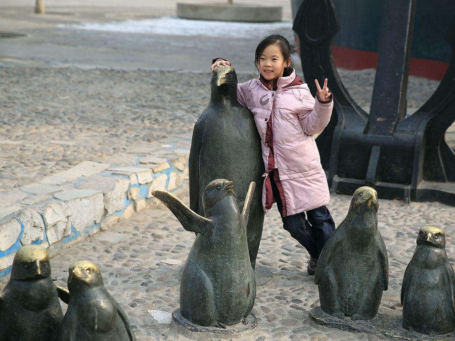 孩子和帝企鹅