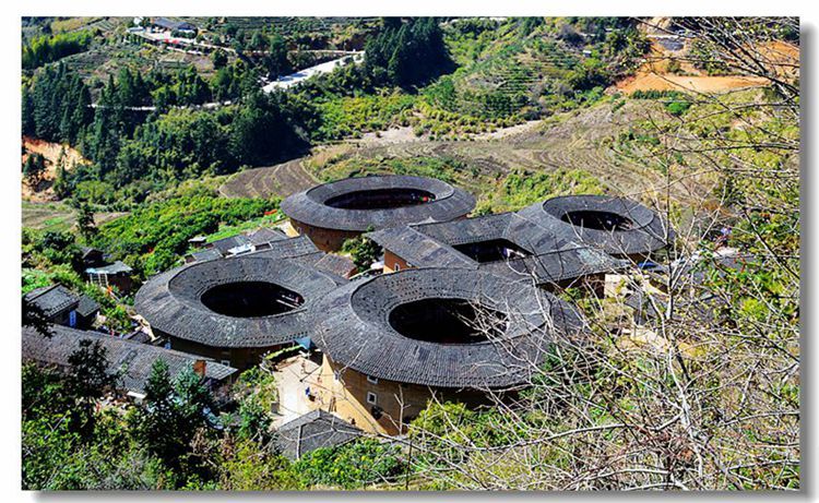 【四菜一汤--南靖福建豆腐坑肥肠随拍摄影图片虎皮炖田螺土楼怎么做图片