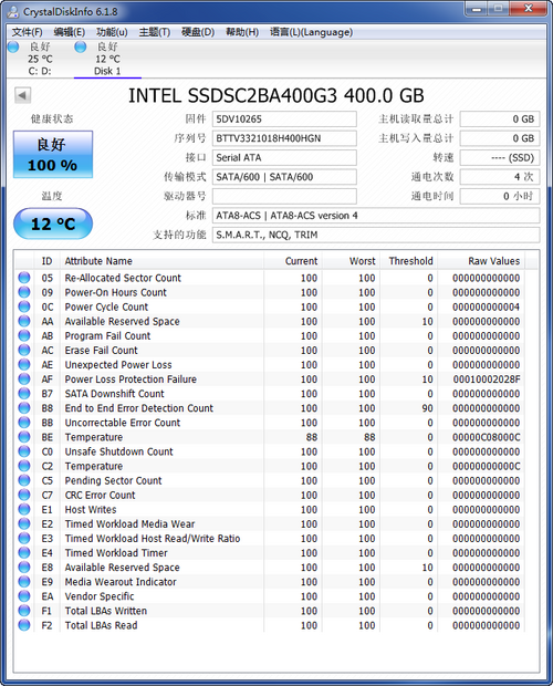 Intel DC S3700 400G SSD 固态硬盘,官方保修