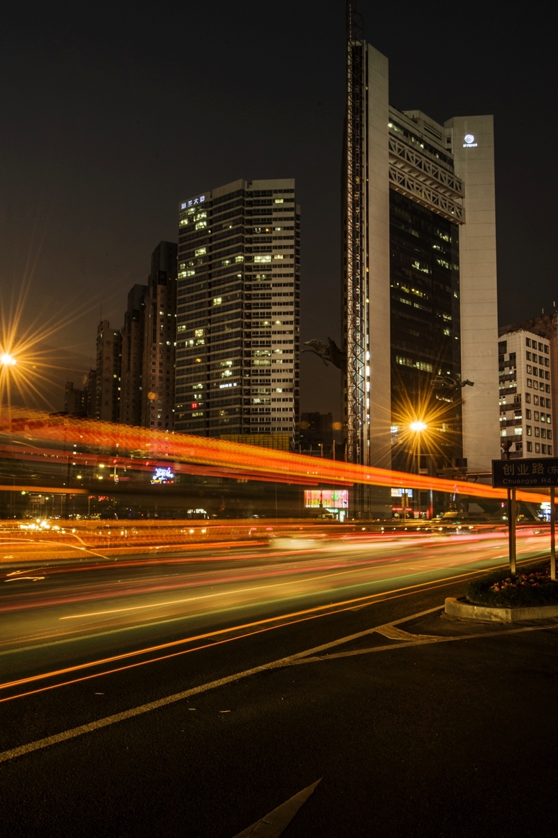 城市车水马流夜景