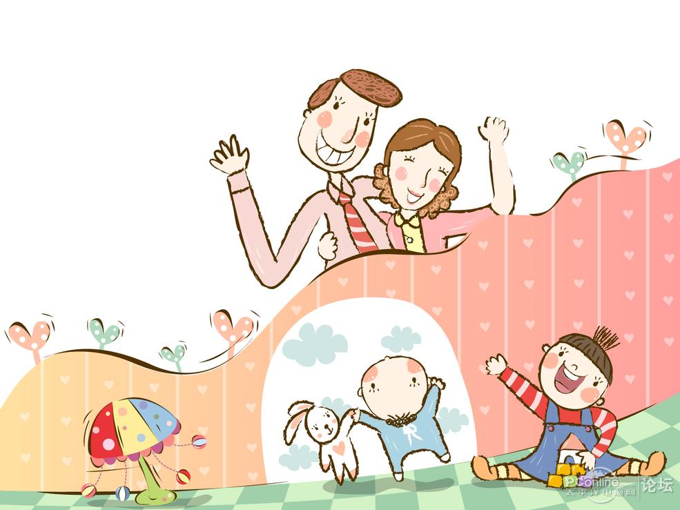 幸福家庭卡通桌面壁纸