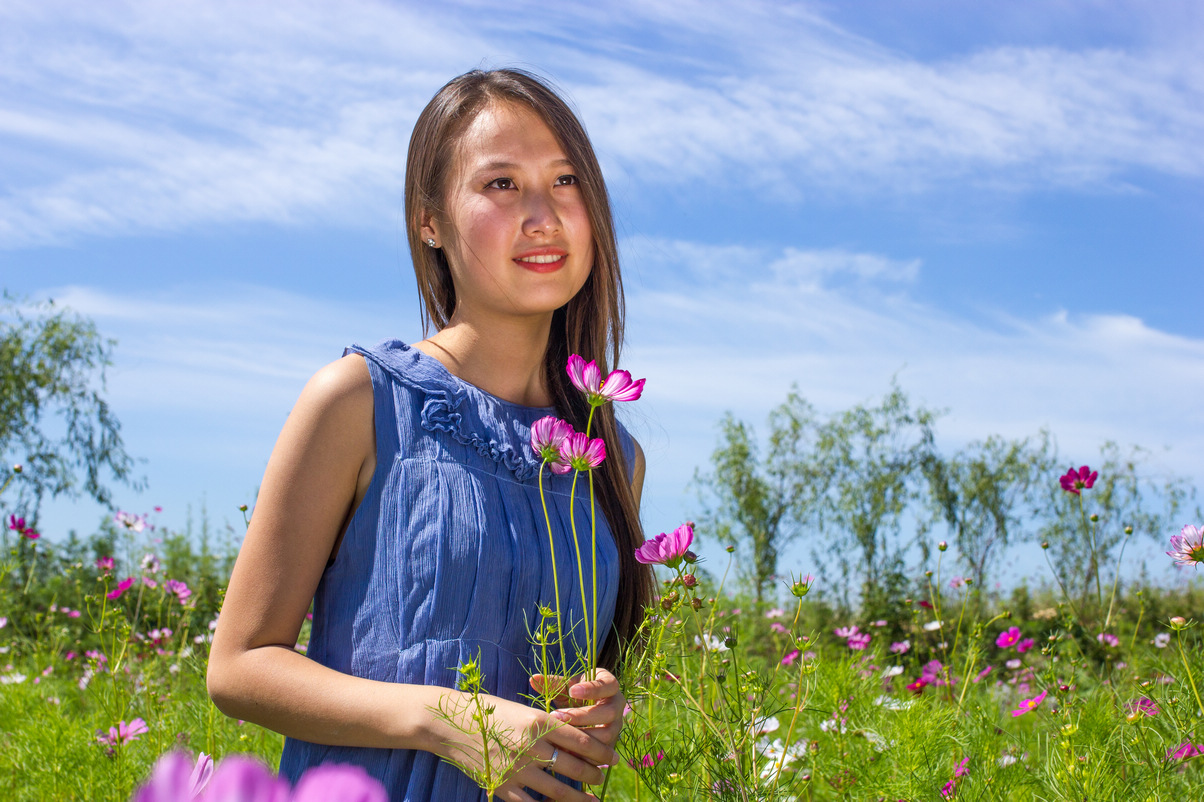 美女 格桑花