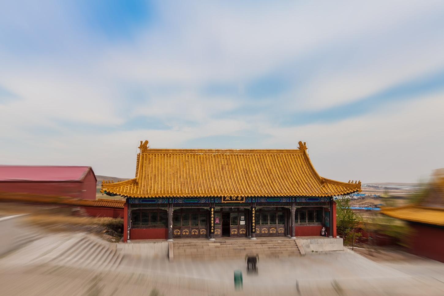 航拍宝坻区京津新城的大觉禅寺圣象广场夏季的风景！
