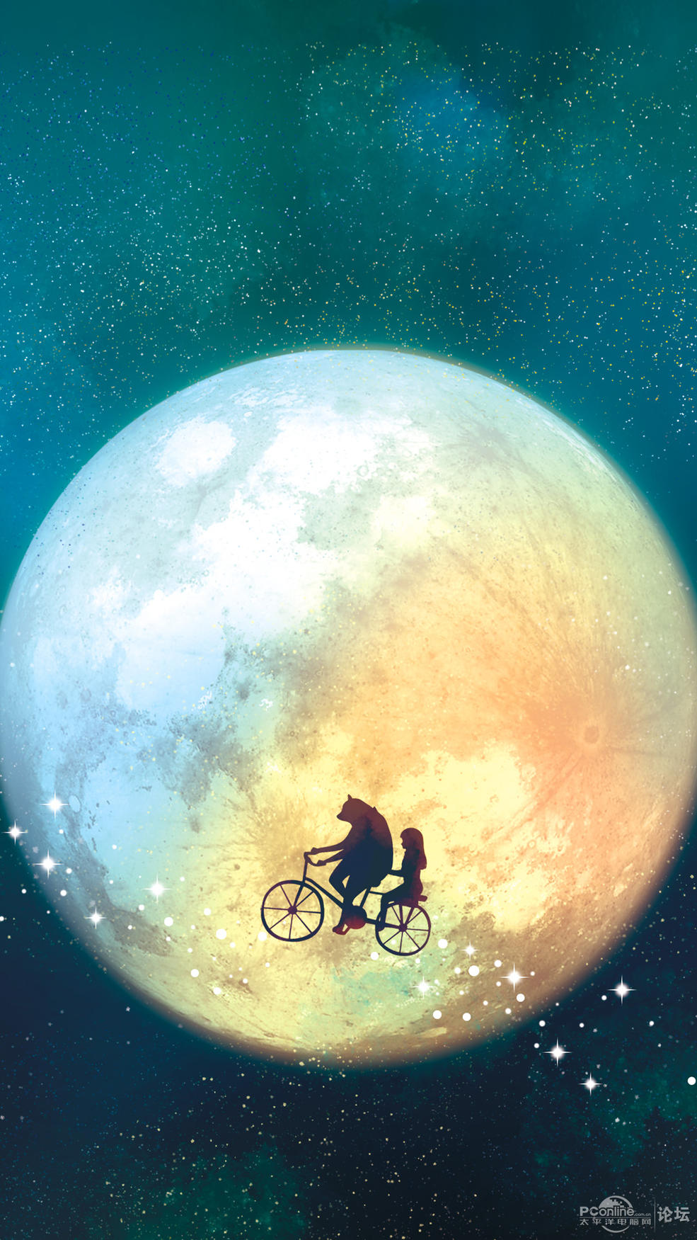 原创求抱走! moonlight 月之光 唯美月亮星空 1080 梦幻 插画