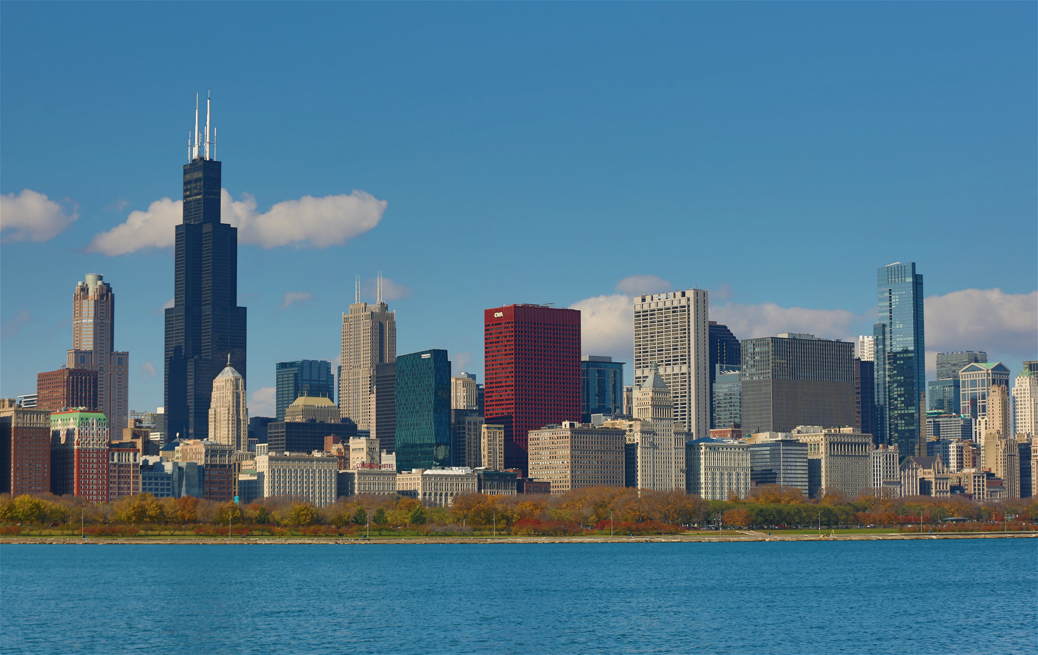 芝加哥半岛拍摄的芝市全景