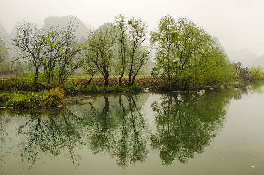 山村雾景