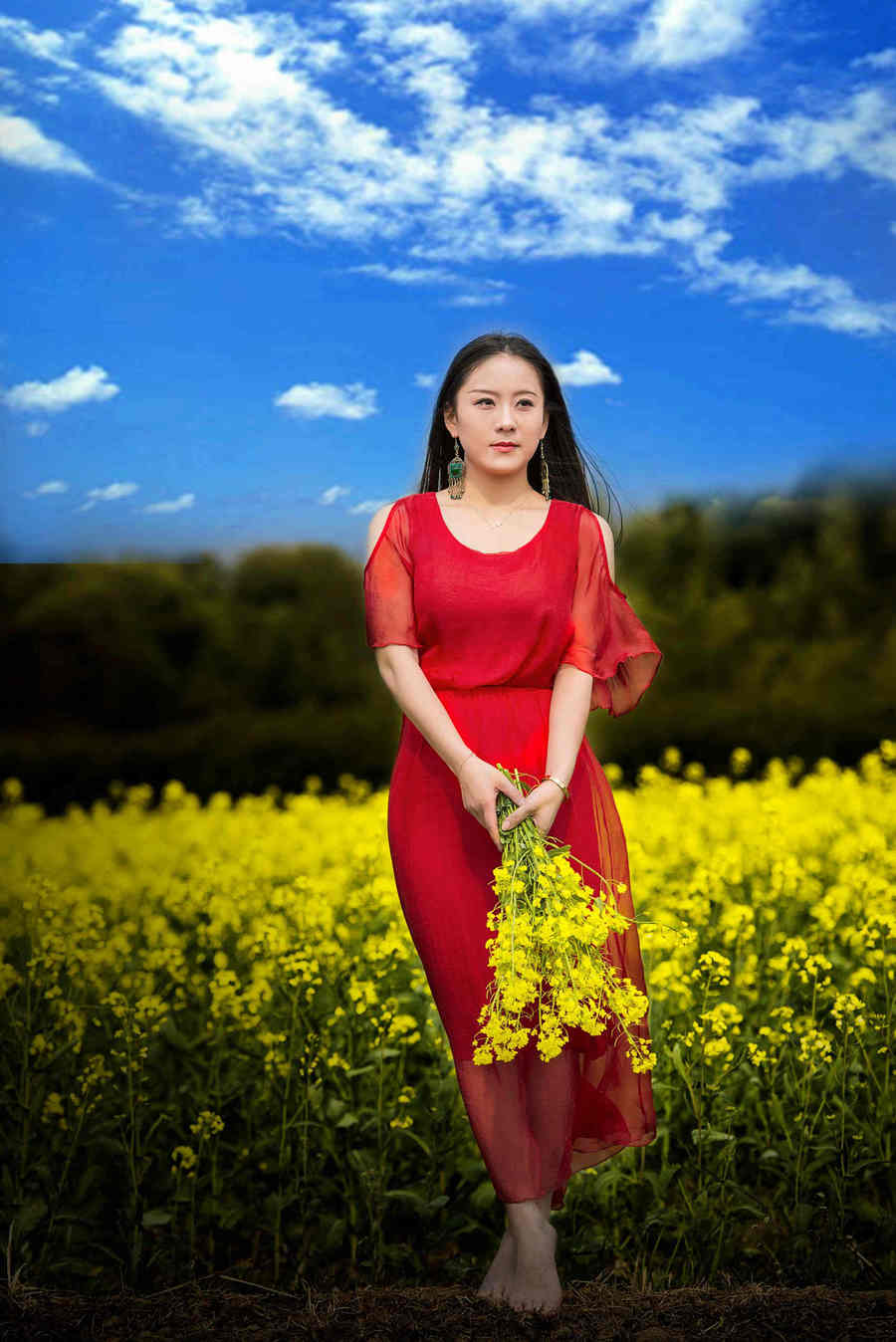 油菜花唯美人像