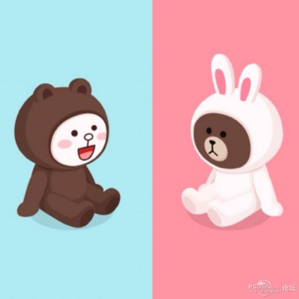 布朗熊可妮兔卡通情侣壁纸