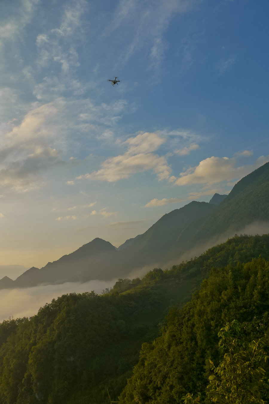 黎明飞越巴山云海