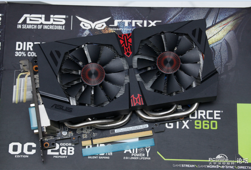 华硕GTX 960 猛禽,带发票包装盒齐