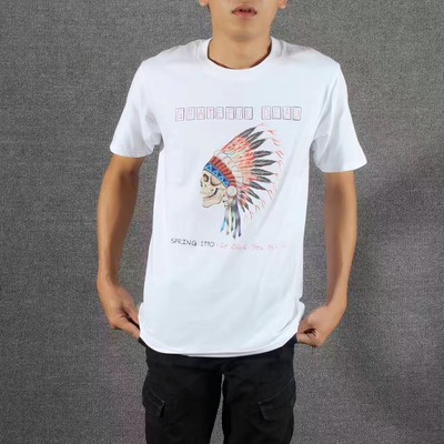 印第安人骷髅头骨 数码直喷工艺印花T恤,立体