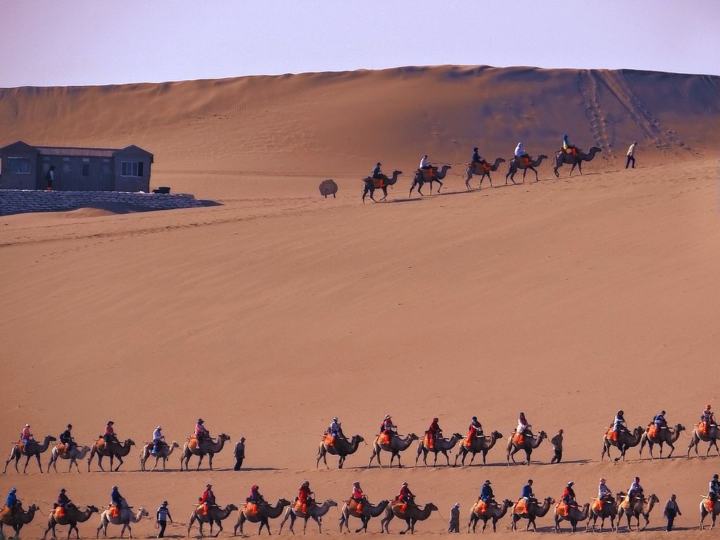 【鸣沙山的骆驼队摄影图片】风光摄影_qz24412244_太平洋电脑网摄影部落