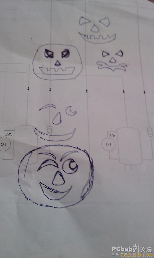 南瓜 灯 宝 妈 画 的 南瓜 鬼脸 丑 图