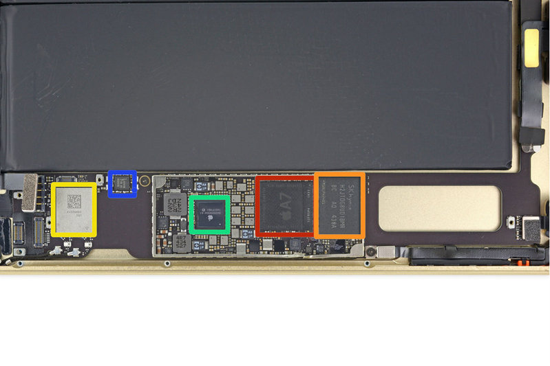 零部件 红色:a7处理器,和海力士的h9cknnn8ktarkr 1gb lpddr3