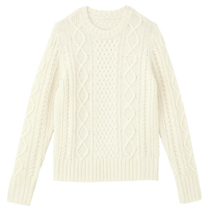 无印良品 muji 女式 美利奴羊毛阿兰图案毛衣 ￥197.