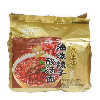 统一 巧面馆 方便面 油泼辣子酸汤面 116g袋面*5袋 五