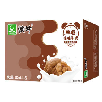 蒙牛早餐核桃牛奶,精选优质生牛乳含维生素d等多种营养成分,特别融入