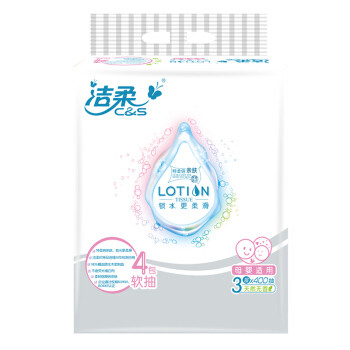 洁柔(c&s)抽纸 lotion保湿因子 3层100抽面巾纸*4包 天然无香 *3件 57