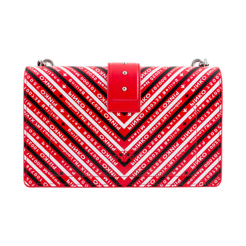 pinko 品高 love logomania系列 女士条纹logo印花燕子包单肩斜挎包