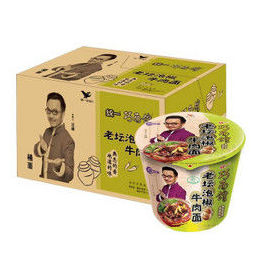 统一 巧面馆 方便面 红油老坛泡椒牛肉面 110g桶面*12