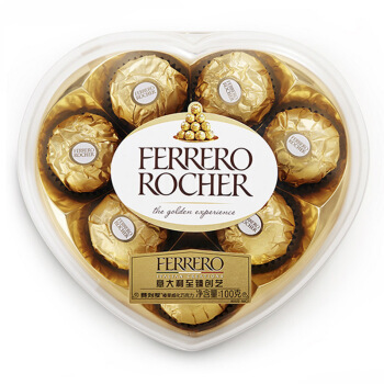ferrero rocher 费列罗 榛果威化巧克力 8粒 100g 心形装 *2件