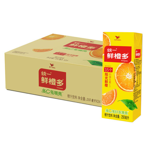 统一 鲜橙多 250ml*24盒/箱 整箱装 橙汁饮料 (新老包装随机发货) *3