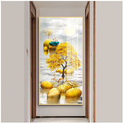嘉恒艺 玄关装饰画铝合金晶瓷画山水画客厅沙发背景墙