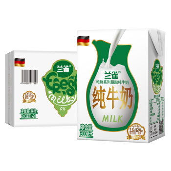 京东plus会员 lacheer 兰雀 唯鲜脱脂纯牛奶 200ml*24盒*5件