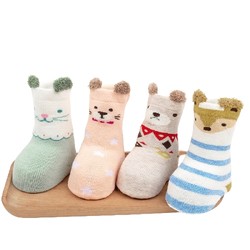 Miiow 猫人 儿童加厚袜子 4双装