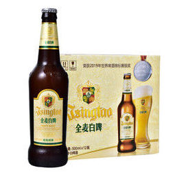 青岛啤酒tsingtao全麦白啤10度500ml12瓶整箱装商务宴请古法精酿3件