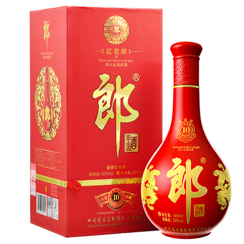 langjiu 郎酒 红花郎十 53%vol 酱香型白酒 500ml 单瓶装