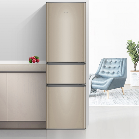 haier海尔bcd216stpt定频三门冰箱216l炫金1299元