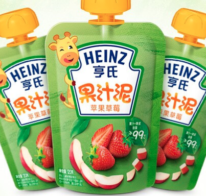 亨氏(heinz 乐维滋果汁泥 苹果草莓 婴儿辅食水果泥120g*3件
