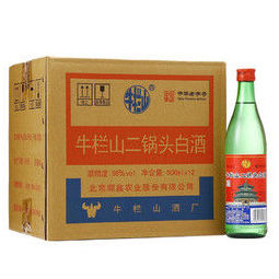 牛栏山 白酒 清香型 大二锅头 56度 高度白酒 500ml*12瓶 整箱装(绿瓶