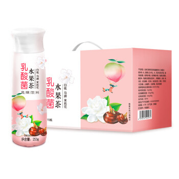 京东plus会员 三剑客 乳酸菌水果茶茉莉白桃风味253g*15瓶礼品装*4