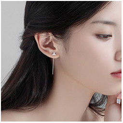 yyeu气质韩国个性简约s925银耳线耳钉女学生森系花朵耳坠耳环耳饰品