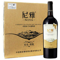 尼雅新疆红酒星光精酿赤霞珠干红葡萄酒750ml6瓶圆桶整箱装228元