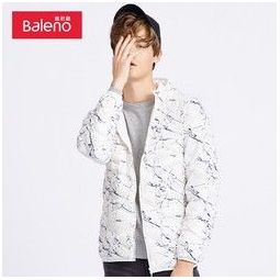 班尼路(baleno)羽绒服男 潮流帅气秋冬新款连帽加厚保暖连帽印花超轻
