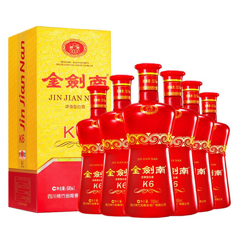 剑南春 金剑南k6(新版) 52度 整箱装白酒 500ml*6瓶 口感浓香型