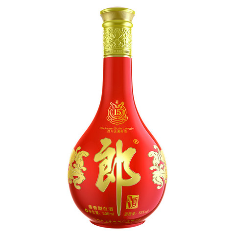 郎酒红花郎十五15陈酿53度双瓶装500ml2瓶高度白酒酱香型1158元