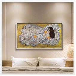 tockus现代卧简约卧室油画床头画 北欧客厅抽象挂画 席勒- 斜躺的女人