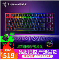 雷蛇(razer)黑寡妇蜘蛛v3 机械有线游戏键盘104键无线竞技精英rgb电竞