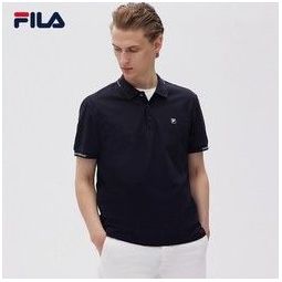 fila 斐乐 官方男士polo衫2021年夏季新款休闲针织短袖衫上衣 传奇蓝