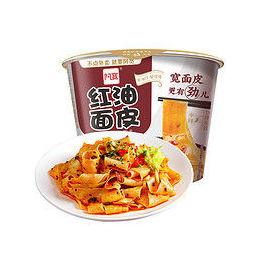 阿宽 方便面 四川铺盖面红油面皮干拌面酸辣味凉皮 105g/桶 非油炸