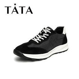 tata 他她 拼接布面鞋休闲鞋运动百搭男鞋vuw01am1黑色41 299元