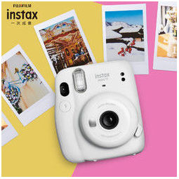 instax 富士instax立拍立得 一次成像相机 mini11 冰晶白 粉色花语