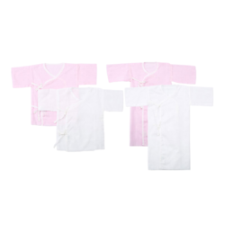 PLUS会员：Purcotton 全棉时代 盒装纯棉纱布婴儿服长款1盒短款1盒 粉色+白色