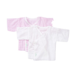 Purcotton 全棉时代 婴儿短款纱布和袍 2件装 粉色+白色 59/44码